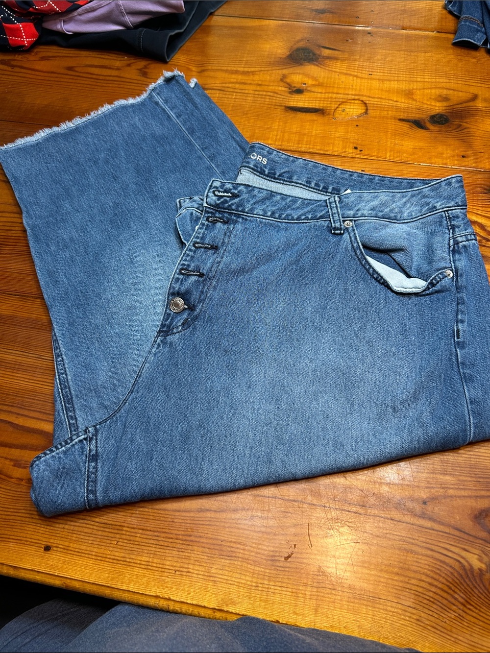High-Waist Button-Fly Blue Denim Jeans